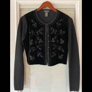 BANANA REPUBLIC Beaded Velvet and Wool Sweater - Small